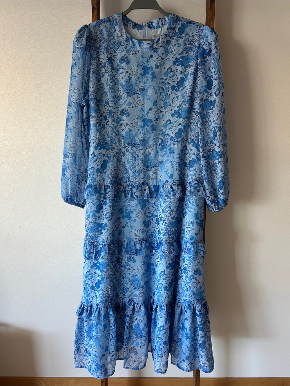 Hyacinth House Sky Blue Floral Long Sleeve Dress - Picture 4 of 8